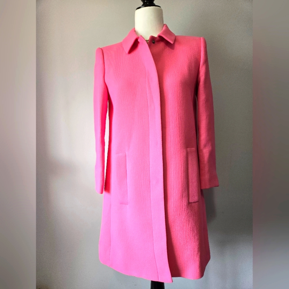 ZARA NWOT Pink Snapped Midi Jacket. Size Small